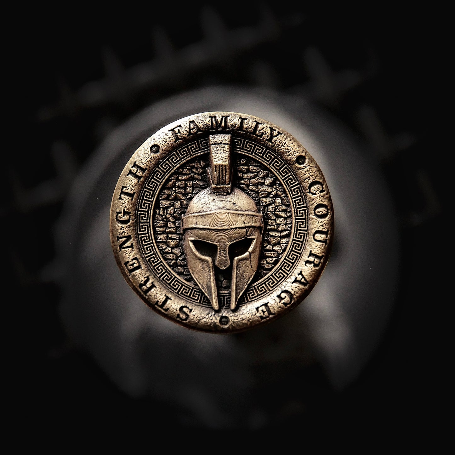 Spartan EDC Coin – Strength, Family, Courage