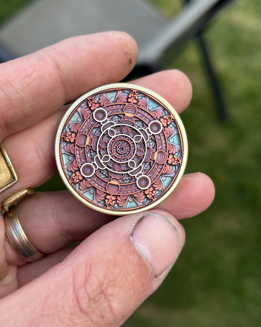 Celestial Bloom – Multilayered Fiber-Laser Coin Art