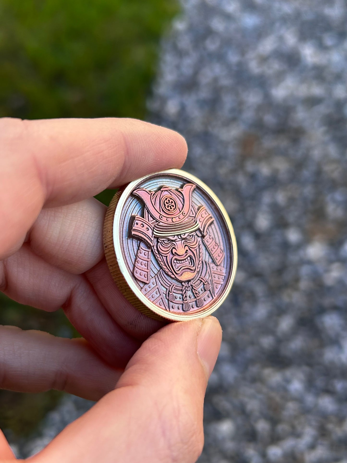 Samurai EDC Coin – Coloured Brass Collectible Gift