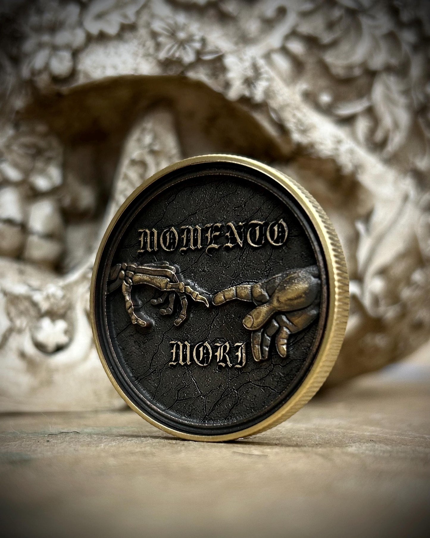 Memento Mori Solid Brass Coin – Dual-Sided Engraved Collectible