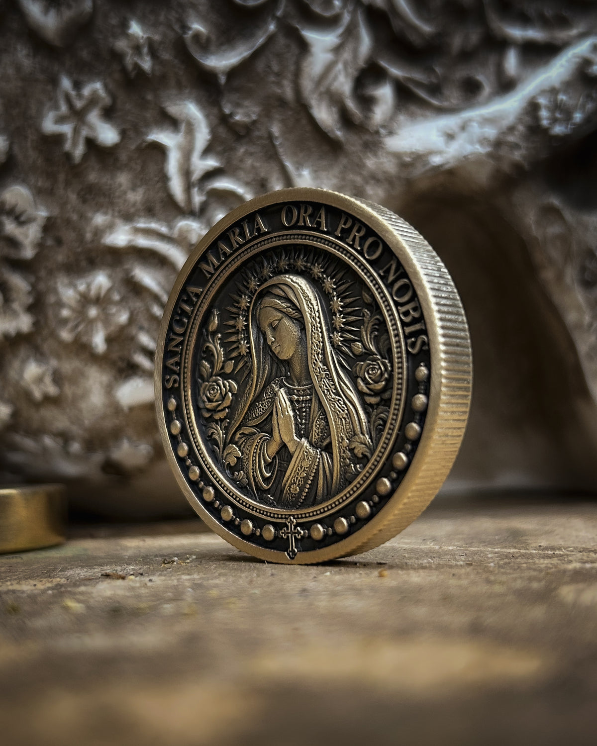Sancta Maria – Virgin Mary & Cross Prayer Coin