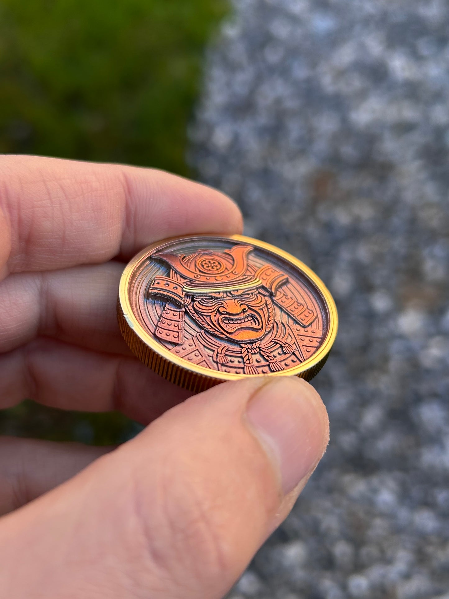 Samurai EDC Coin – Coloured Brass Collectible Gift
