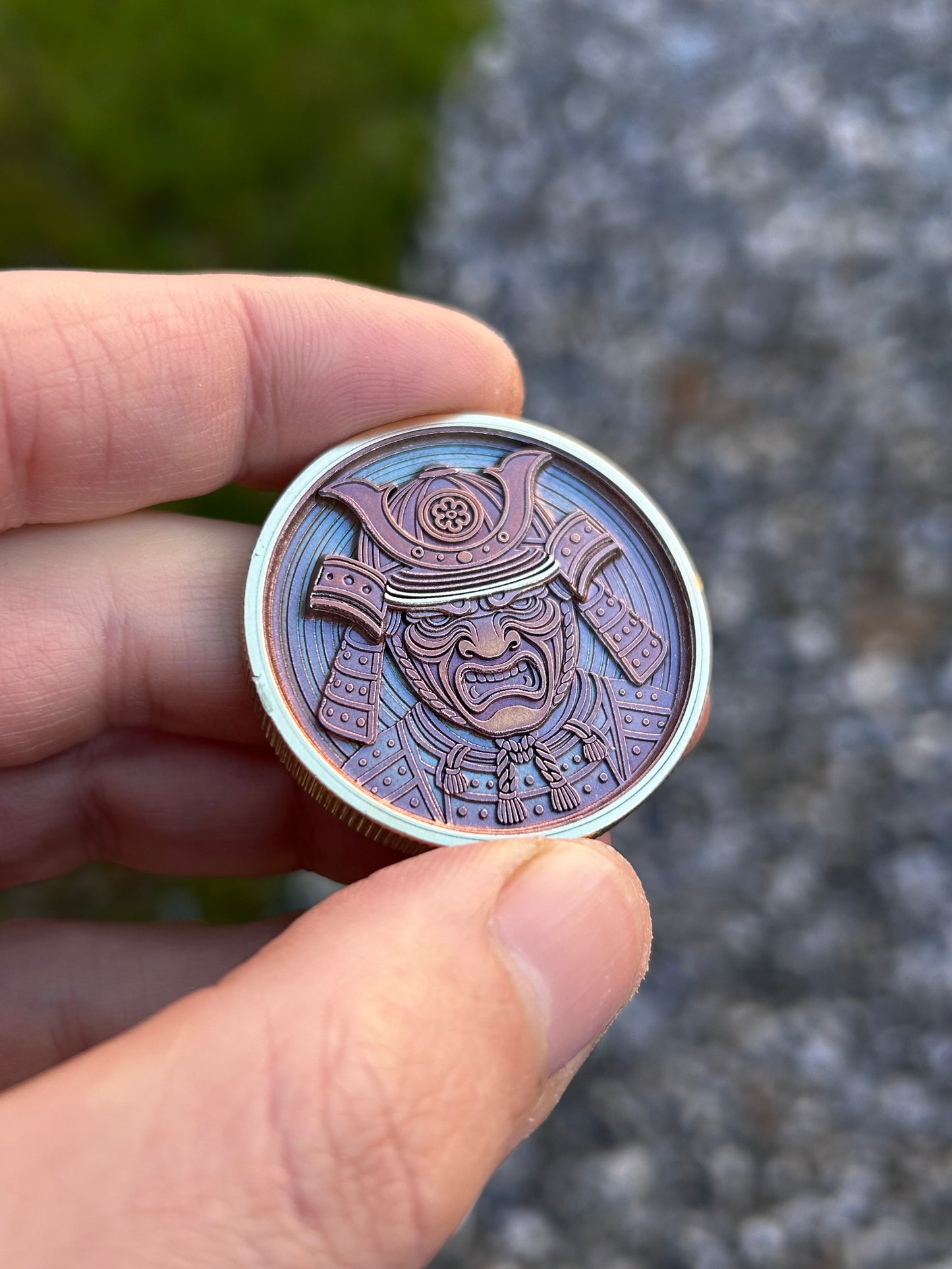 Samurai EDC Coin – Coloured Brass Collectible Gift