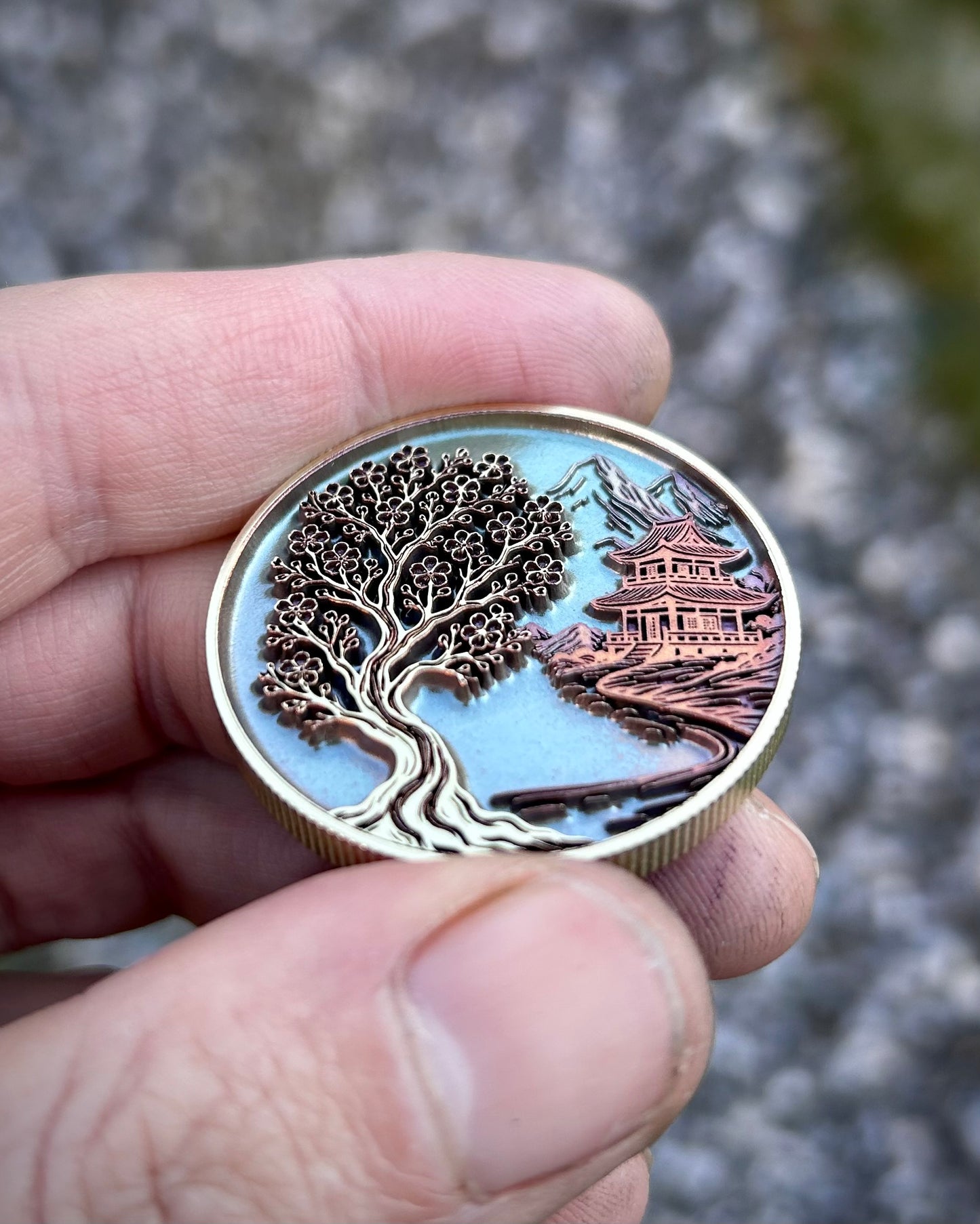 Samurai EDC Coin – Coloured Brass Collectible Gift