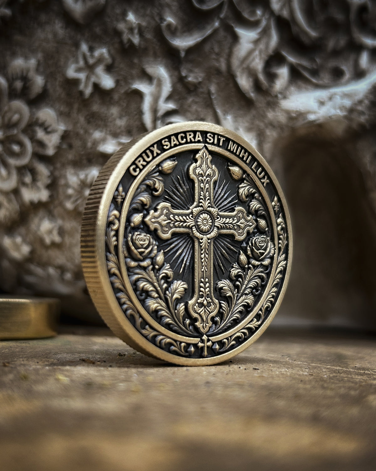 Sancta Maria – Virgin Mary & Cross Prayer Coin