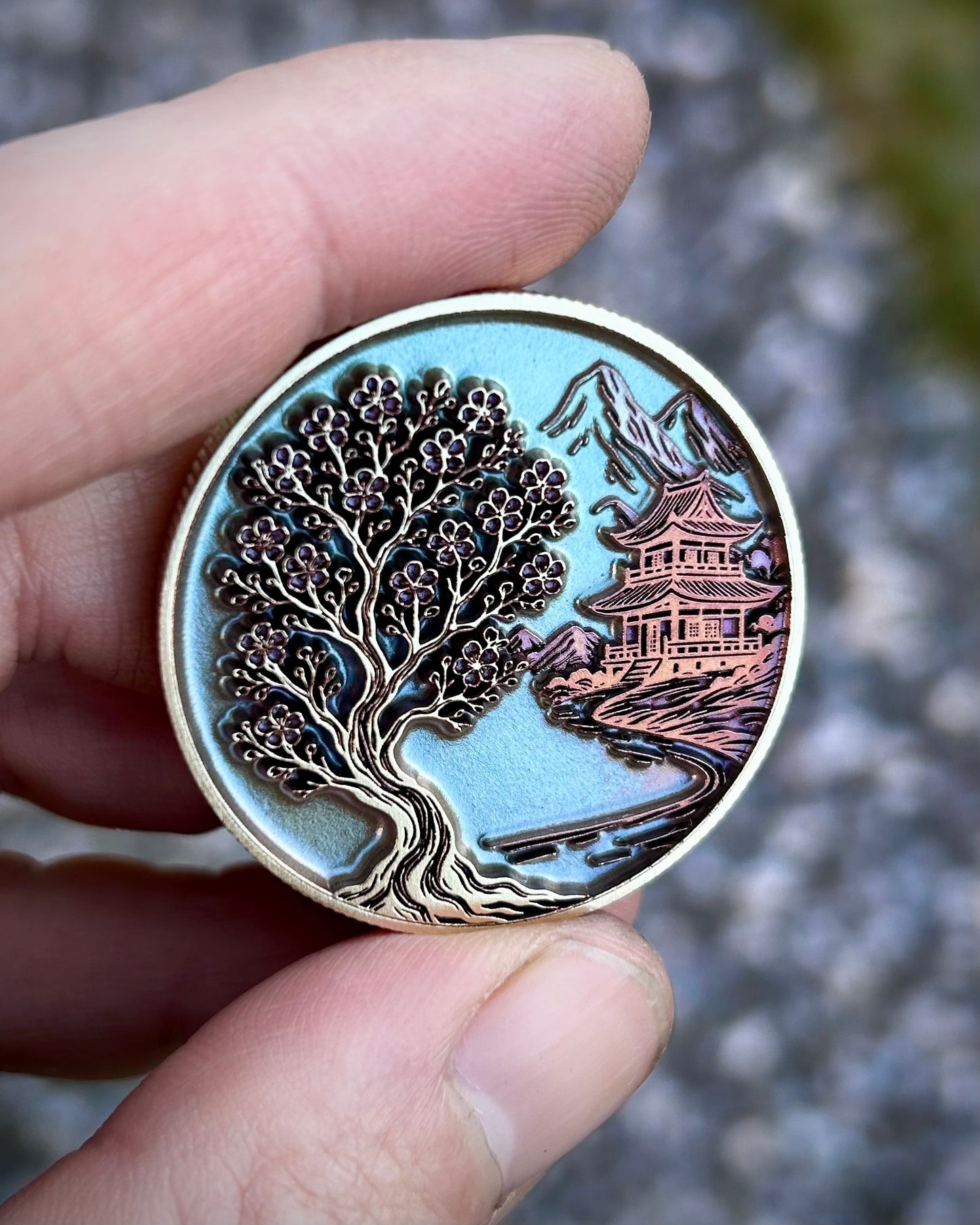 Samurai EDC Coin – Coloured Brass Collectible Gift