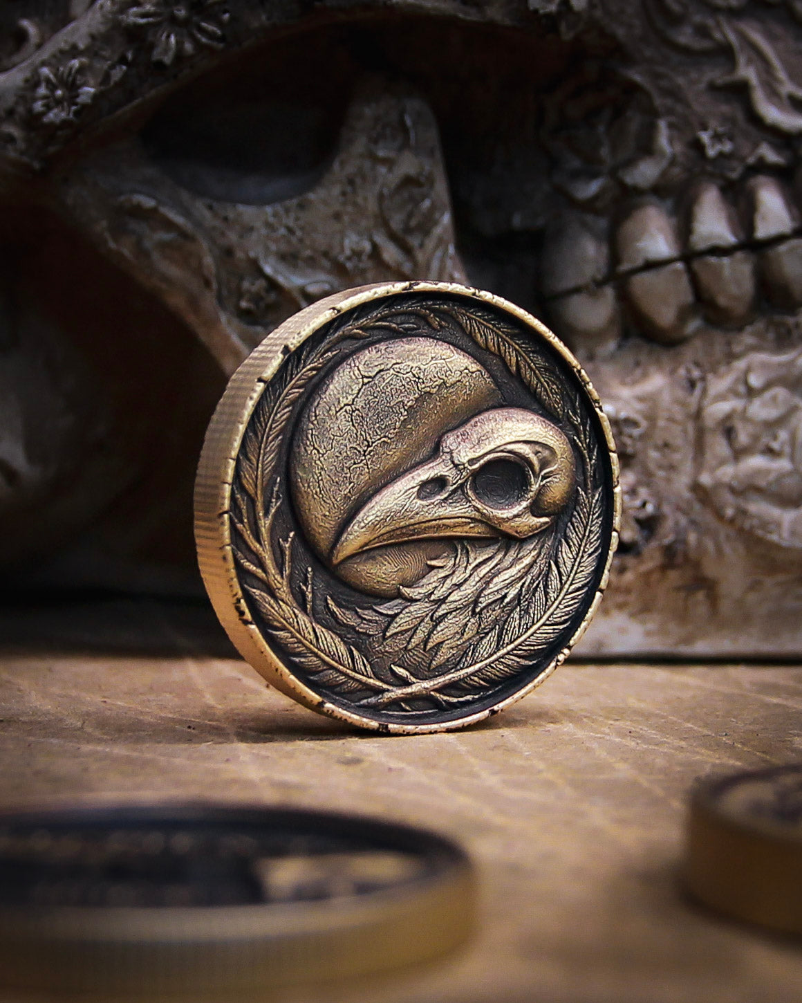 Raven & Skull Brass Coin – Gothic Gift | Limited Edition Solid Brass Collectible