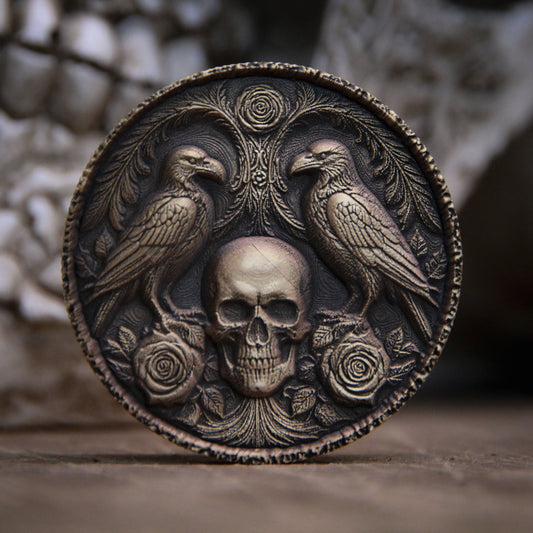 Raven & Relic – Skull & Sacred Heart Coin Solid Brass Limited Edition
