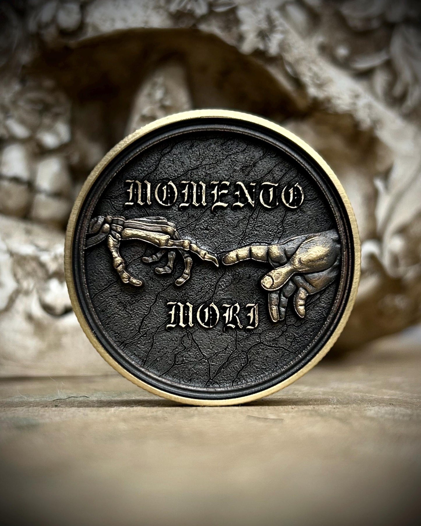 Memento Mori Solid Brass Coin – Dual-Sided Engraved Collectible